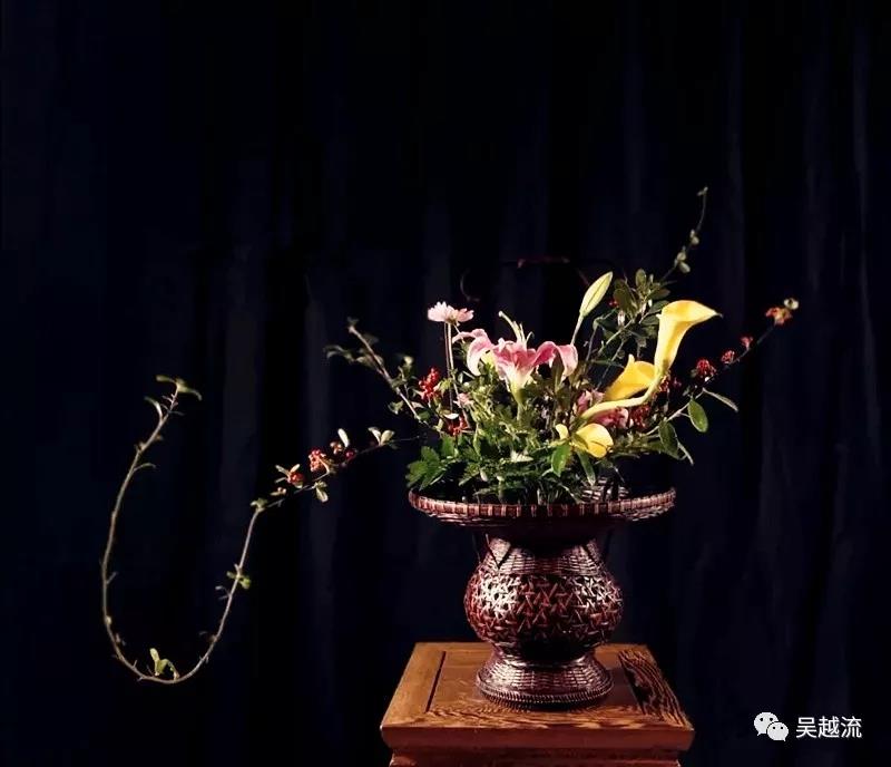 吴越流插花 吴越流插花蓝花培训习作