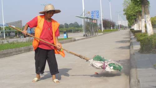 浙江：绿化工人们为迎接国庆而加班加点地忙碌着