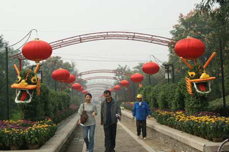 咸阳古城邀您共赏菊 造型正在紧锣密鼓搭建中