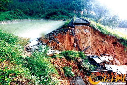 广东：火炉山水塘决堤 冲毁30多亩生态林苗