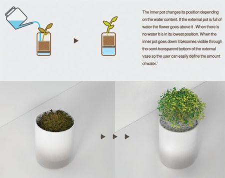 能提醒人们为植物浇水的悬浮花盆（图）