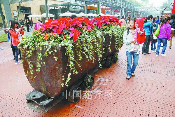 变废为宝 废旧轨道翻斗车变身创意花箱(图)