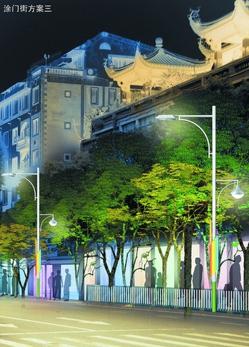 涂门街路灯改造夜景效果图