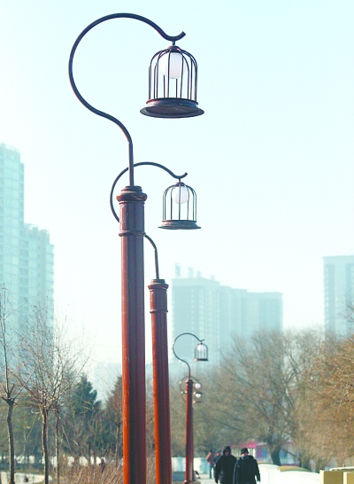 哈尔滨市道外区路灯采用鸟笼造型(图)