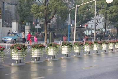 上海闸北区花箱隔离带为景观道路添亮点