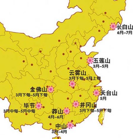 全国杜鹃花期表