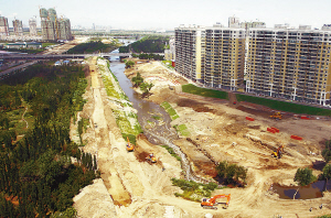 何家沟群力段堤岸景观绿化工程启动