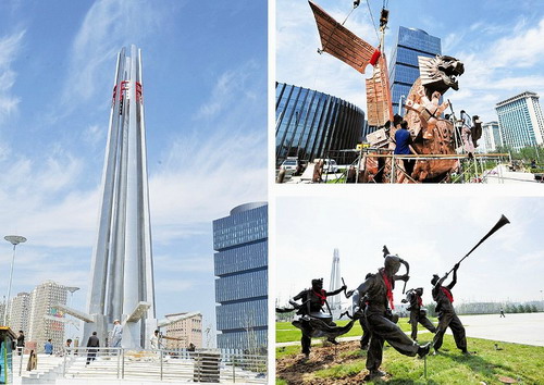 太原：城市雕塑成为长风商务区一大亮点(图)