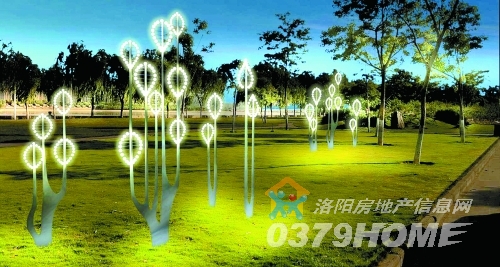 希望之树的灯光雕塑，灵感取自于树木。