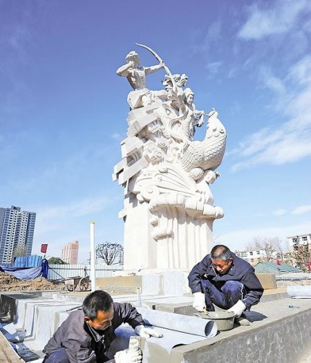 太原市“畅想未来中国梦”主题雕塑基本完工