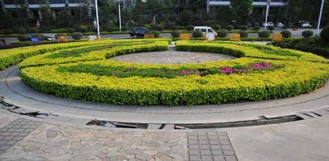 这一圈地面石板破损严重