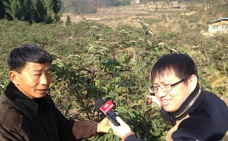 隆回县雨山镇沙溪村花农刘任存在接受中央人民广播电台记者采访