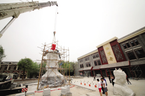 天津南开区妈祖文化园妈祖标志性雕像露真容