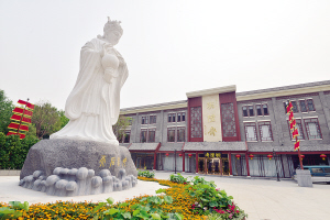 天津民俗化博览园下周迎客 妈祖雕像屹立广场